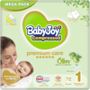 Baby Joy Compressed Olive Newborn (1) Up to 4 Kg Mega Pack 72 Diapers