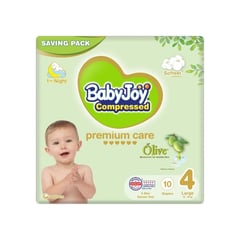 Baby Joy Compressed Olive Large (4) 10-18 Kg Saving Pack 10 Diapers
