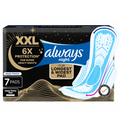 Always Night XXL Maxi Thick 6X Protection For Super Heavy Flow 7 Pads