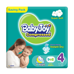 Baby Joy Compressed Large (4) 10-18 Kg Saving Pack (9+2 Free) 11 Diapers