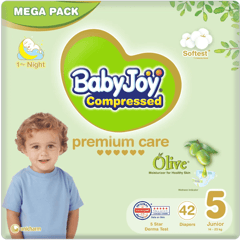 Baby Joy Compressed Olive Junior (5) 14-23 Kg Mega Pack 42 Diapers