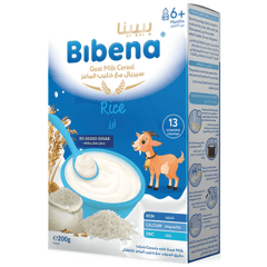 Bibena Goat Milk Cereal Rice 200g
بيبينا سيريال مع حليب الماعز بخلاصة الأرز 200 جم