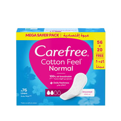 Carefree Cotton Normal Unscented (56+20 Free) Feminine Napkins