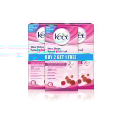 Veet Wax Strips Normal 20 Strips 2+1 Free