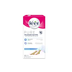 Veet Pure Legs & Body Wax Strips for Sensitive Skin 20 Strips