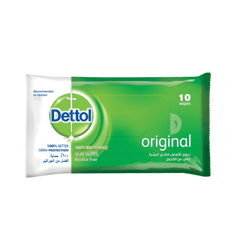 Dettol Skin Wipes Original 10 Pieces
ديتول الأصلي مناديل مبللة للبشرة 10 مناديل