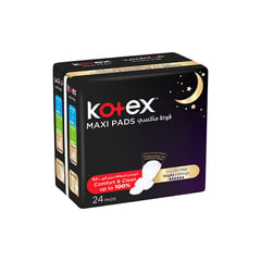 Kotex Maxi Pads Nighttime With Wings 24 Pads