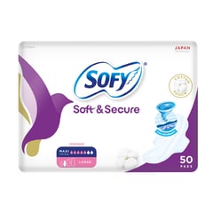 Sofy Soft And Secure, Maxi, Large 29 Cm, Sanitary Pads With Wings, Pack Of 50 Pads