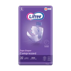 Lifree Tape Compressed Adult Diapers Large 32 Pcs