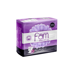 Fam Feminine Napkins 24 Pieces Trifold With Wings Night
فام فوط صحيه 24 قطعه بالاجنحه حجم ليلي