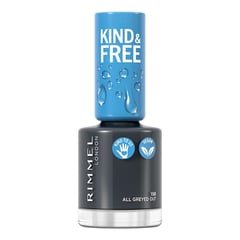 Rimmel Kind & Free Clean Nail Polish - Breathable Top Coat - Plant-Based Formula - Kind To Animals & Vegan - 8 Ml - 25Oz, Shade 158 All Greyed Out