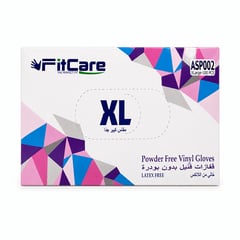 Fit Care Vinyl Gloves Powder Free XL 100 Pcs