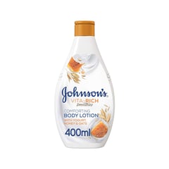 Johnson`s Vita-Rich Body Lotion Yogurt, Honey & Oats 400 ml
جونسون لوشن الجسم فيتا ريتش بخلاصة الزبادي والعسل والشوفان 400 مل
