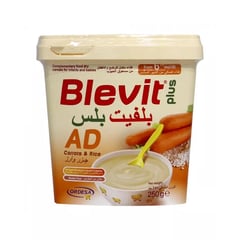 Blevit Plus AD Carrots & Rice Cereals 250g
بلفيت بلس سيريال طعام الأطفال بالجزر والأرز 250 جم