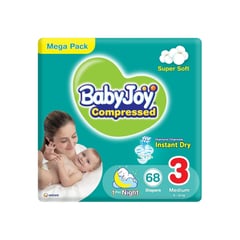 Baby Joy Compressed Medium (3) 6-12 Kg Mega Pack 68 Diapers
