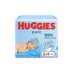Huggies Pure Baby Wipes Pure 168 Wipes (2+1 Free)