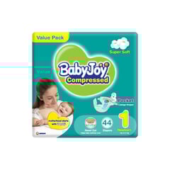 Baby Joy Compressed Newborn (1) Up to 4 Kg Value Pack 44 Diapers
