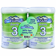 Nutrimilk Premium (3) Baby Milk Family Pack (2×900g)
نوتريميلك بريميوم (3) حليب أطفال 900 جم عبوة عائلية (حبتين×900 جم)