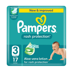 Pampers (3) Medium 4-9 Kg Carry Pack 17 Diapers
بامبرز لوشن الصبار (3) 6-10 كيلو عبوة صغيرة 17 حفاضة