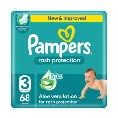 Pampers (3) Medium 6-10 Kg Mega Pack 68 Diapers
بامبرز لوشن الصبار (3) 6-10 كيلو عبوة ميجا 68 حفاضة
