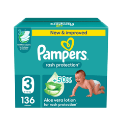 Pampers (3) Medium Giant Box 136 Diapers
بامبرز (3) وسط الصندوق الضخم 136 حفاضة