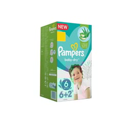 PAMPERS (6) baby dry +13 kg box (6+2) diapers
