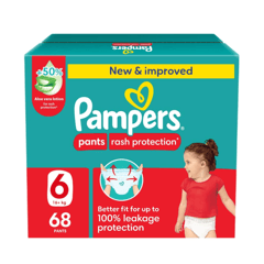 Pampers Baby Pants (6) +16 Kg 68 Diapers
بامبرز كلوت بالصبار (6) +16 كجم عبوة ضخمة 68 حفاضة