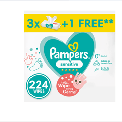 بامبرزمناديل مبللة سينسيتيف بروتكت للأطفال 224 منديلًا مبللًا