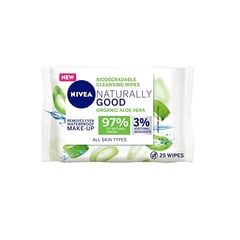 Nivea Face Wipes Cleansing Naturally Good With Organic Aloe Vera All Skin Types 25 Wipes