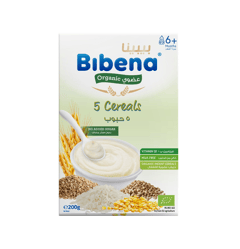 بيبينا سيريال عضوي خمسة حبوب من 6 أشهر 200 جرام