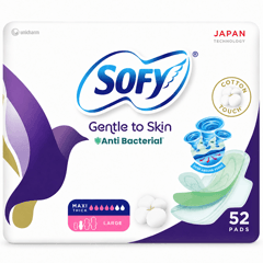 Sofy Gentle to Skin Anti Bacterial Maxi Thick Large 52 Sanitary Pads
سوفي لطيفة علي البشرة مضادة للبكتيريا ماكسي سميكة حجم كبير 52 فوطة صحية