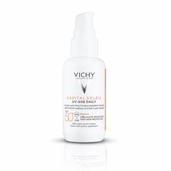 Vichy Capital Soleil UV-Age Daily Water Fluid Tinted Anti-Aging PA++++ SPF50+ - 40 ml
فيتشي كابيتال سولاي يو في-إيدج ديلي واقي شمس سائل مائي ملون مضاد لعلامات تقدم السن بمعامل حماية عالي من الشمس 50+ - 40 مل