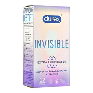 DUREX CONDOM INVISIBLE EXTRA LUBRICATED 12 PIECES