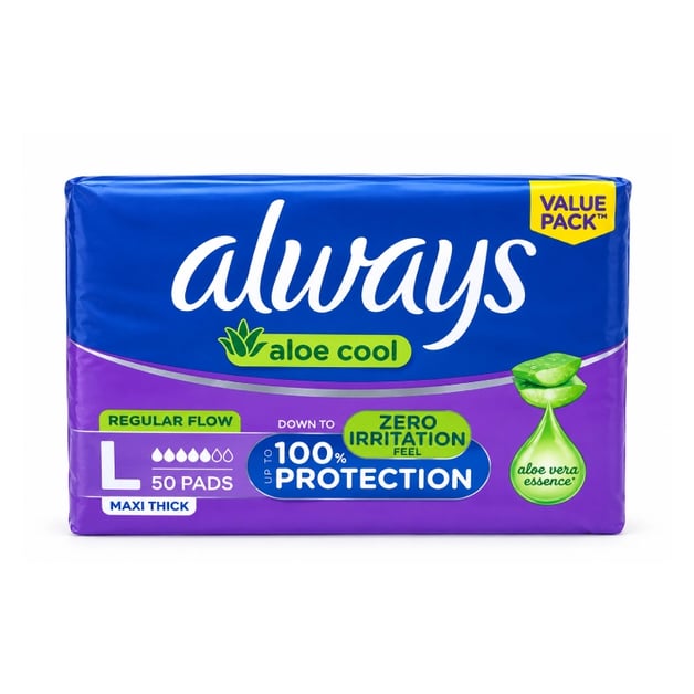 Always Clean & Dry Large With Wings 50 Pads