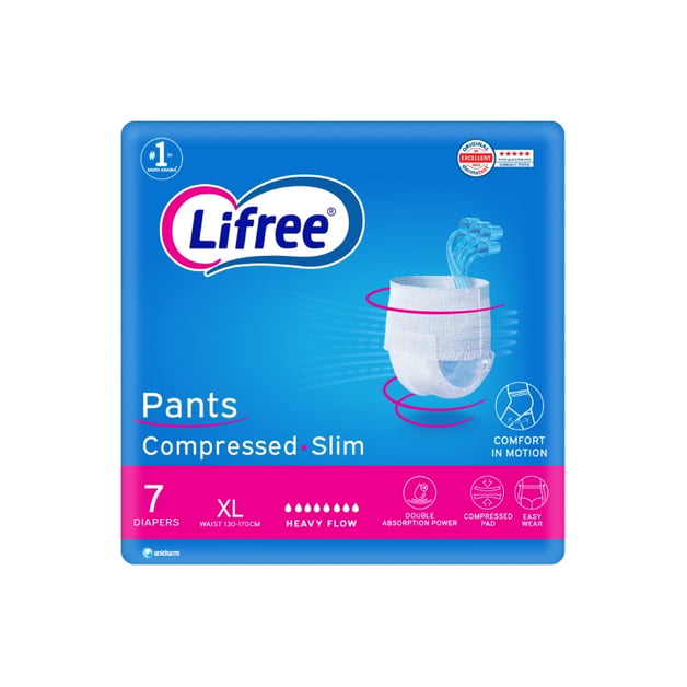 Lifree Pants Compressed Slim XL Heavy Flow 7 Adult Diapers