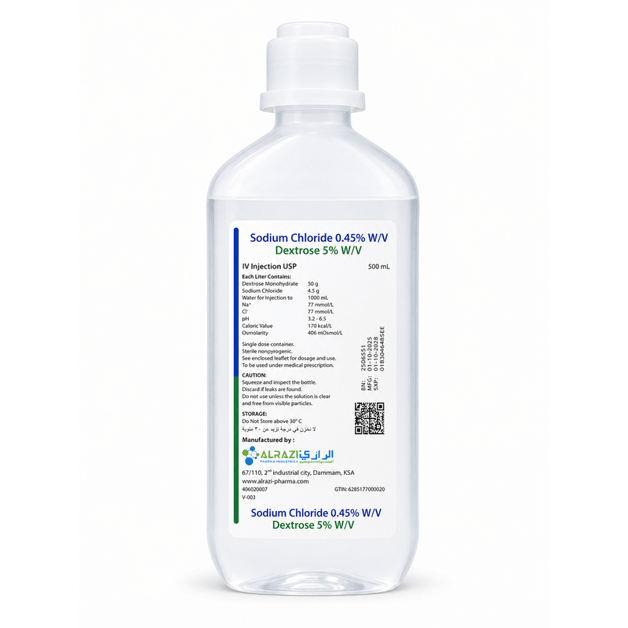 Sodium Chloride 0.45% WV Dextrose 5% MV 500 ml