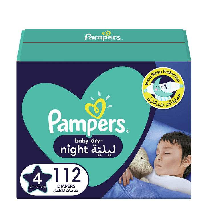 بامبرز بيبي-دراي ليليّة مقاس 4، 10-15 كغ 112 حفاض